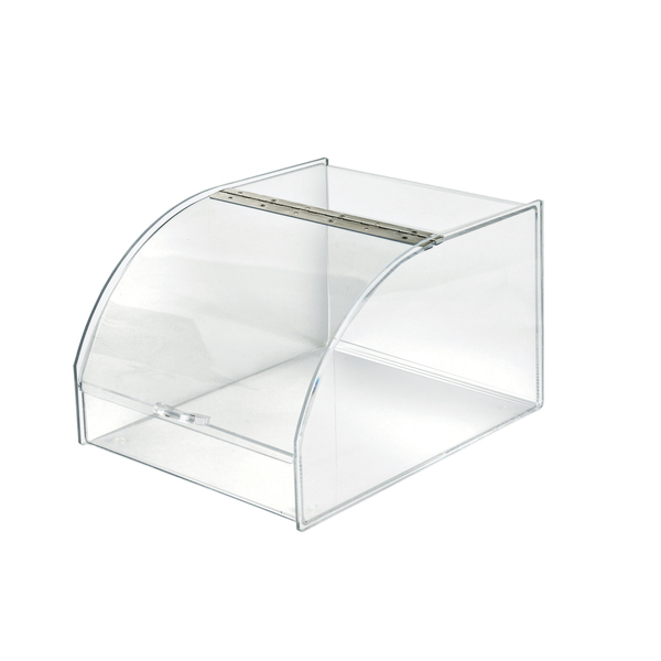Azar Displays Clear Acrylic Display Case W/ Curved Metal Hinged Lift-Open Lid 400442
